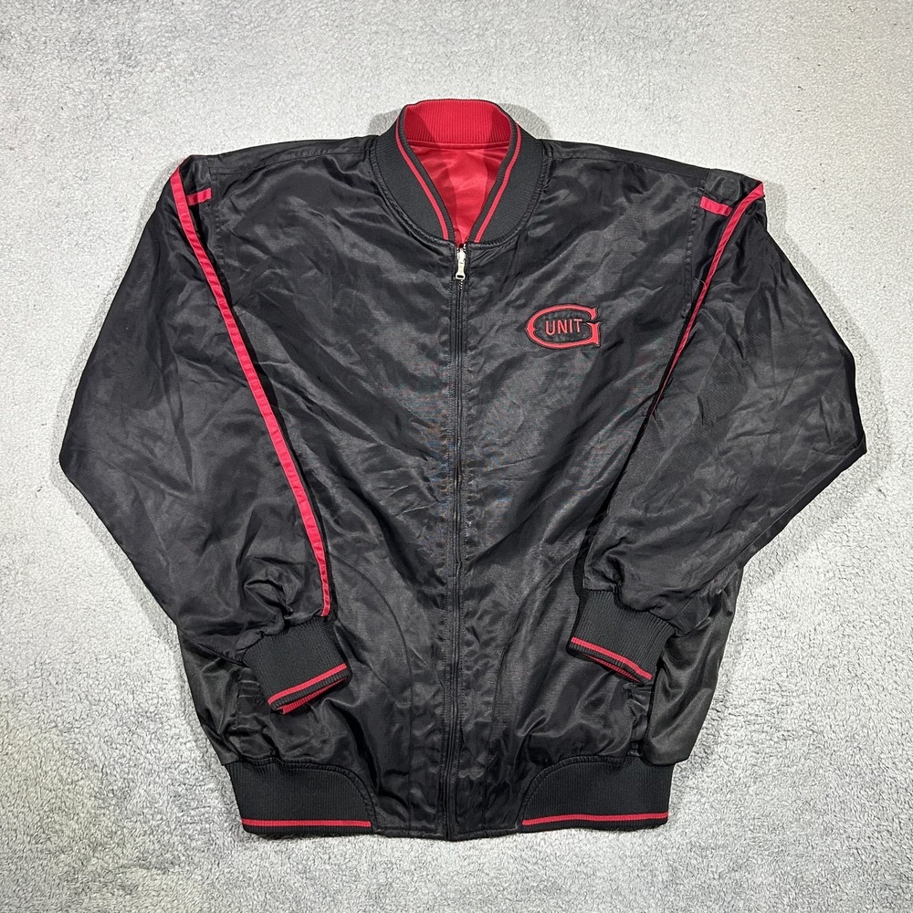G-Unit Y2K Reversible Black Red Nylon Bomber Jacket Mens Large Hip Hop Style